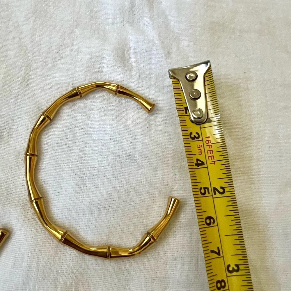 Vintage Bamboo Style Stainless Steel Gold Overlay Bracelets - Picture 8 of 10